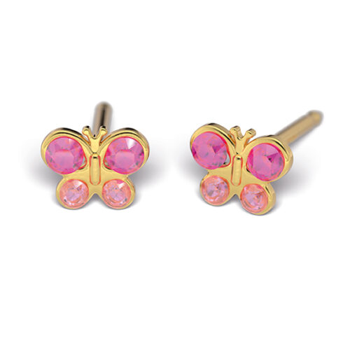 Studex Ohrlochstechen Medizinische Ohrringe pinker Schmetterling 585 Gold