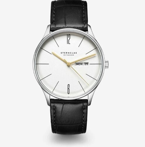 STERNGLAS UHR BERLIN silber Band Heritage schwarz S01-BE10-HE04