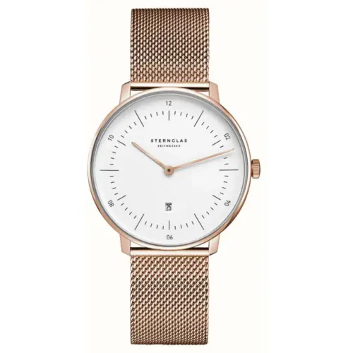 STERNGLAS Damenuhr NAOS XS Milanaiseband rosegoldfarben weiß S01-ND13-MI09