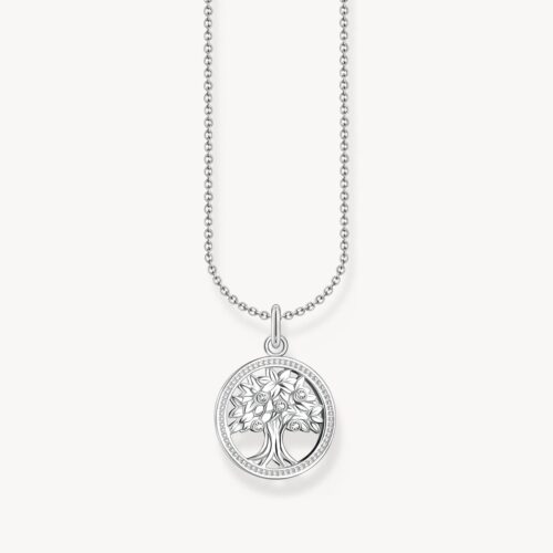 ThomasKette mit Tree-of-Love-Anhänger und weißen Steinen Silber Sabo