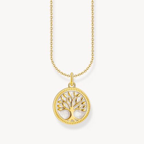 Thomas Sabo Kette mit Tree-of-Love-Anhänger und weißer Emaille vergoldet