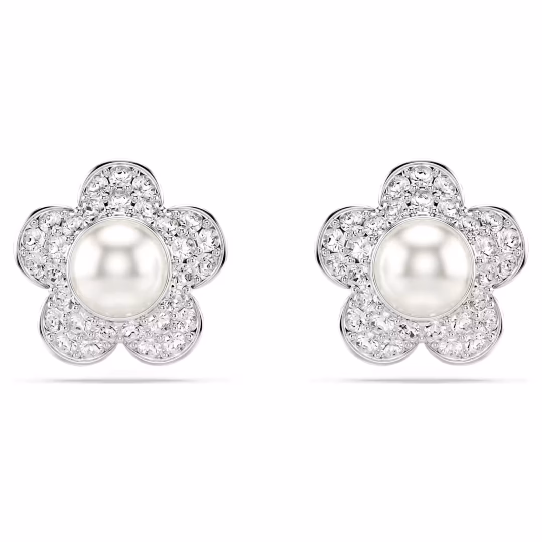 ariana-grande-x-swarovski-ohrstecker--kristallperle--rundschliff--blume--weiß--rhodiniert-swarovski-5756098