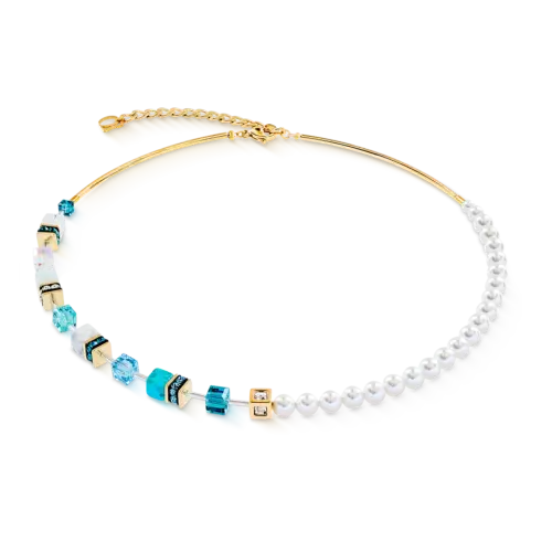 Coeur de Lion GeoCUBE® Precious Fusion Pearls Halskette türkis 5086100616