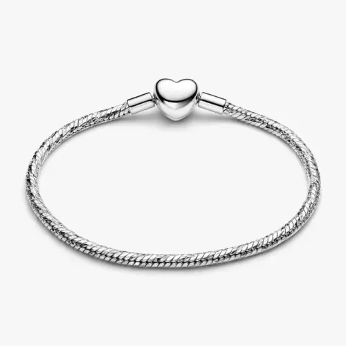 Pandora Facettiertes Schlangen-Gliederarmband mit Herzverschluss 594236C00