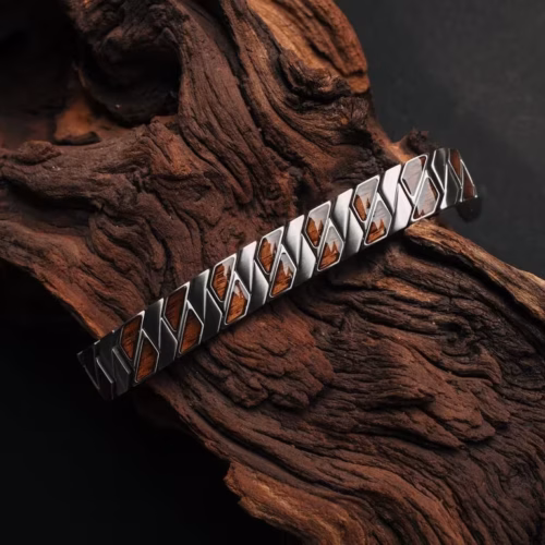 Holzkern Armband Bariton Walnuss & Silber