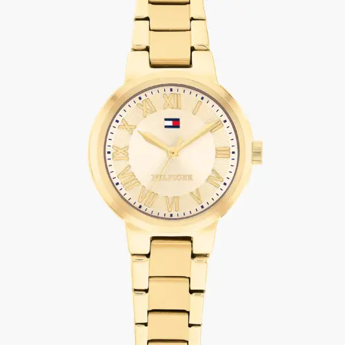 Tommy Hilfiger Vergoldete Armbanduhr mit Zifferblatt in Champagner 1782905