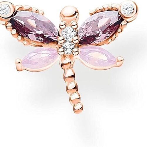 THOMAS SABO Einzel Ohrstecker Libelle mit Steine roségold 925 Sterlingsilber, 750 Roségold Vergoldung