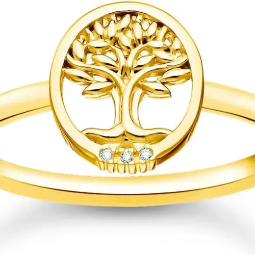 Thomas Sabo TR2375-414-14 Damenring Lebensbaum mit Steinen Goldfarben Weite 54