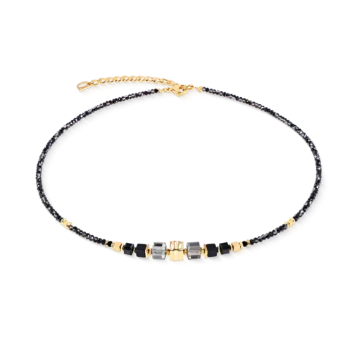 Coeur de Lion Halskette Wave Cube Flow gold-schwarz 3044101316