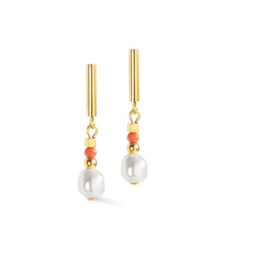 Coeur de Lion Ohrhänger 4358/21-0323 Gold Koralle Perle