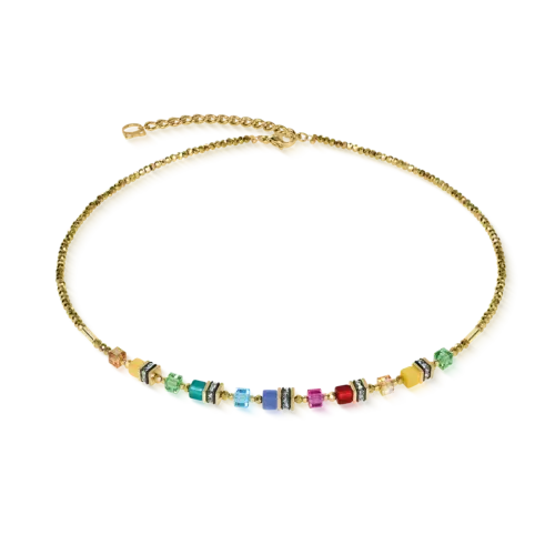 Coeur der Lion Halskette Mini Cubes multicolor rainbow gold 4565101516