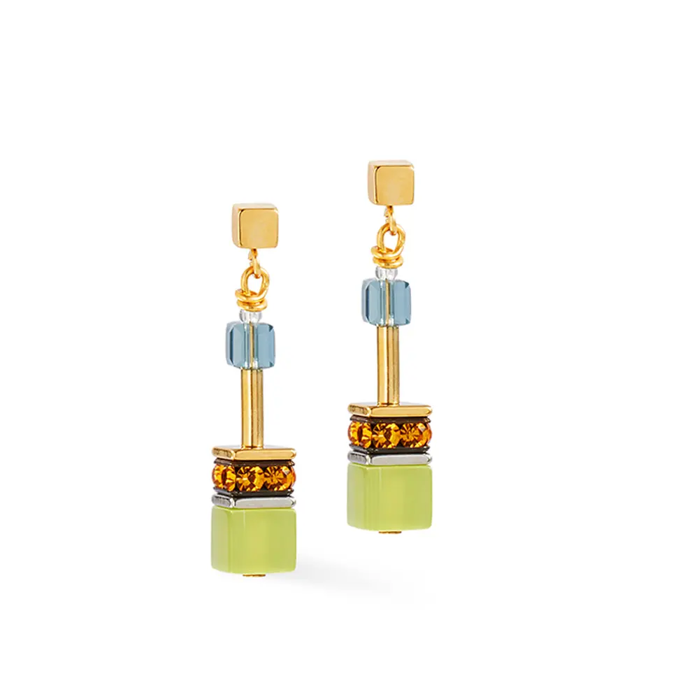 coeur-de-lion-ohrringe-geocube-goldfarben-olivgruen-2838-21-0905
