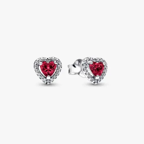 Pandora Erhabenes Rotes Herz Ohrstecker 298427C04