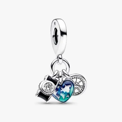 Pandora Kamera, Herz & Kompass Dreifacher Charm-Anhänger 792703C01