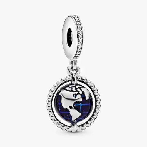 Pandora Drehender Globus Charm-Anhänger 798021CZ