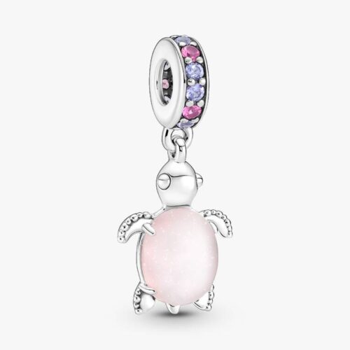 Pandora Rosafarbene Meeresschildkröte Murano-Glas Charm-Anhänger 798939C02