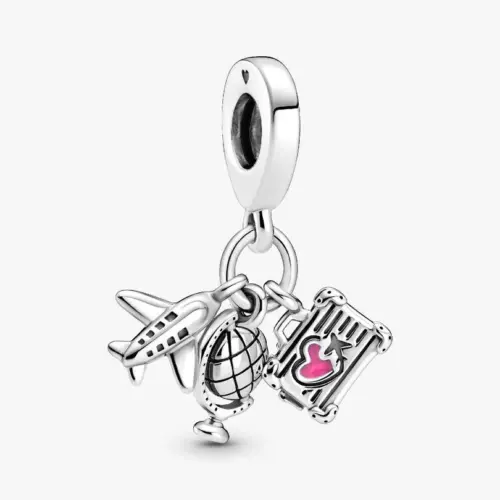 Pandora Flugzeug, Globus und Koffer Charm-Anhänger 799435C01