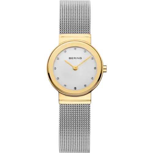 Bering Funkelnde Mesh-Uhr Gold Silber 10126-001