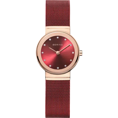 Bering Sunray Mesh-Uhr Rot Roségold 10126-363