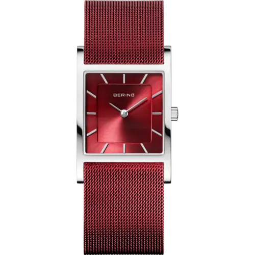 Bering Rechteckige Sunray Mesh-Uhr Rot 10426-303-S