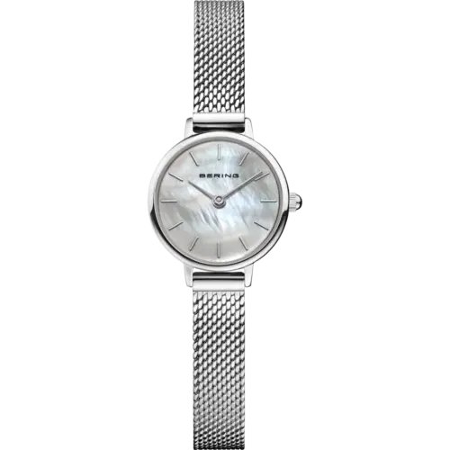 Bering Petite Perlmutt Mesh-Uhr Weiß 11022-004