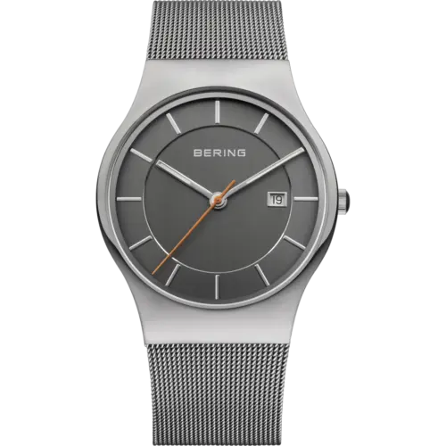 Bering Datum Mesh-Uhr Grau 11938-007