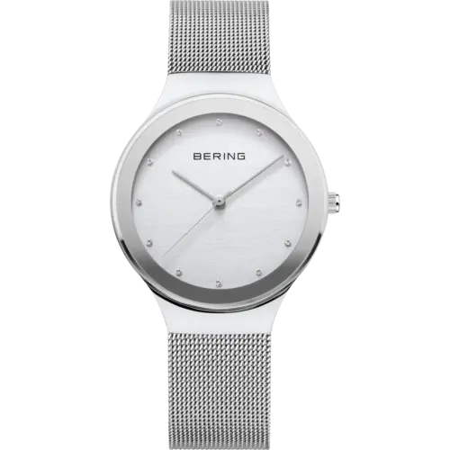 Bering Ovale Funkelnde Mesh-Uhr Silber 12934-000