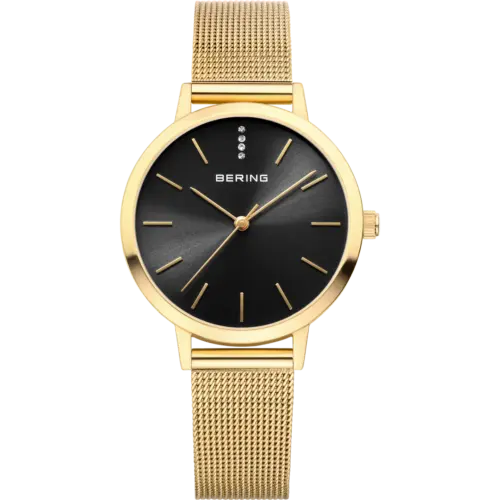 Bering Funkelnde Mesh-Uhr Schwarz 13434-332