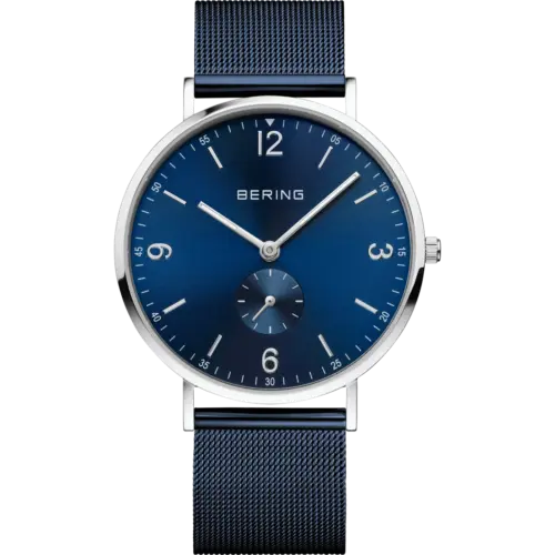 Bering Sunray Mesh-Uhr mit Ziffern Blau 14040-307