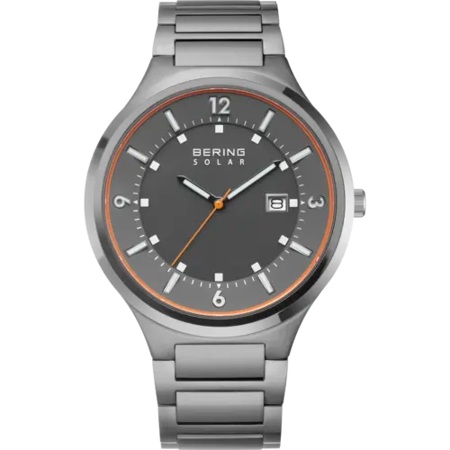 Bering Solar Datum Glieder-Uhr mit Ziffern Grau 14442-777