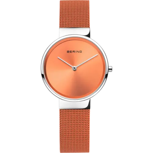 Bering Mini Sunray Mesh-Uhr Orange Silber 14531-505