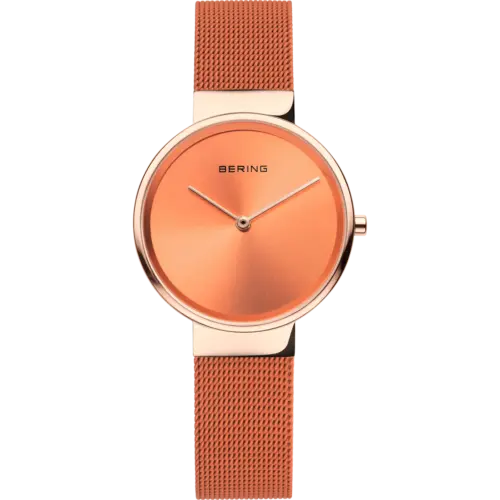 Bering Mini Sunray Mesh-Uhr Orange Roségold 14531-565