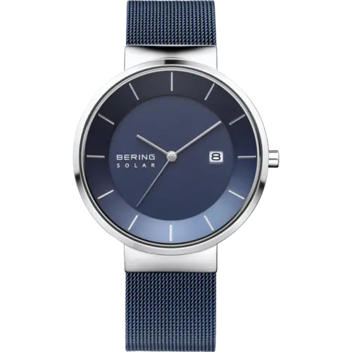 Bering Solar Datum 39 mm Mesh-Uhr Blau 14639-307