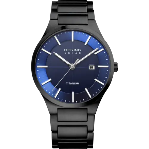 Bering Solar Datum 39 mm Titanuhr Blau  15239-727