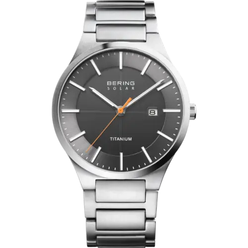 Bering Solar Datum Strukturiert Titanuhr Grau 15239-779