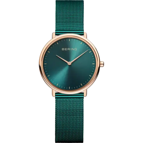 Bering Ultra Slim Sunray Mesh-Uhr Grün 15729-868