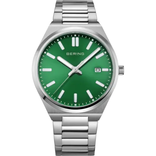 Bering Slim Datum Sunray Glieder-Uhr Grün 17639-708