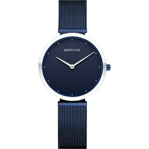 Bering Minimalistische 32 mm Mesh-Uhr Blau 18132-397