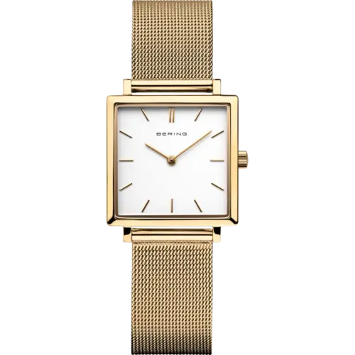 Bering Rechteckige Strukturiert Mesh-Uhr Gold 18226-334