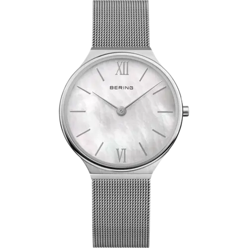 Bering Perlmutt Mesh-Uhr mit römischen Ziffern Weiß 18434-000