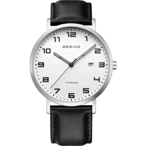 Bering Maxi Titanium Uhr mit Datum mit Ziffern Weiß