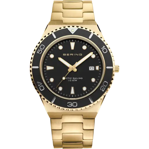Bering Datum Sunray Glieder-Uhr Schwarz Gold  18940-732