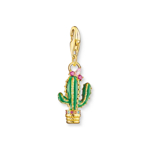 Thomas Sabo Charm-Anhänger grüner Kaktus vergoldet 1928-471-7