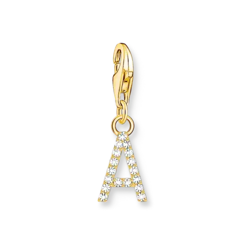 Thomas Sabo Charm-Anhänger Buchstabe A mit weißen Steinen vergoldet 1964-414-14