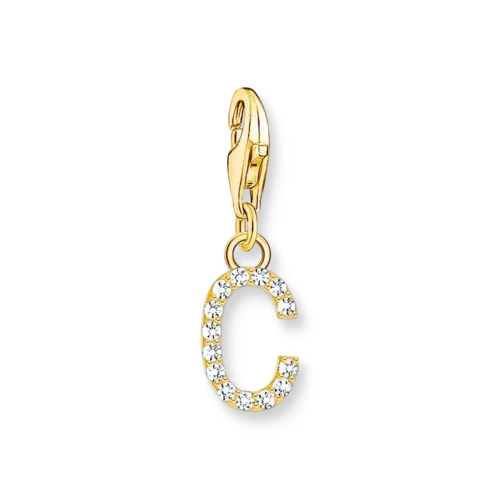 Thomas Sabo Charm-Anhänger Buchstabe C mit weißen Steinen vergoldet