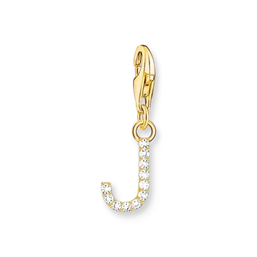 Thomas Sabo Charm-Anhänger Buchstabe J mit weißen Steinen vergoldet 1973-414-14