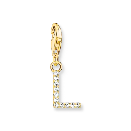 Thomas Sabo Charm-Anhänger Buchstabe L mit weißen Steinen vergoldet 1975-414-14