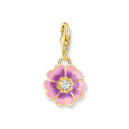 Thomas Sabo Charm-Anhänger Blume Flower Violett vergoldet 2209-565-7