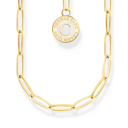 Thomas Sabo Charm-Kette mit weißem Coin vergoldet  X2089-427-39