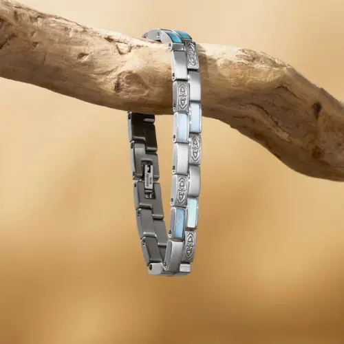 Holzkern Armband  Kensington Perlmutt/Silber